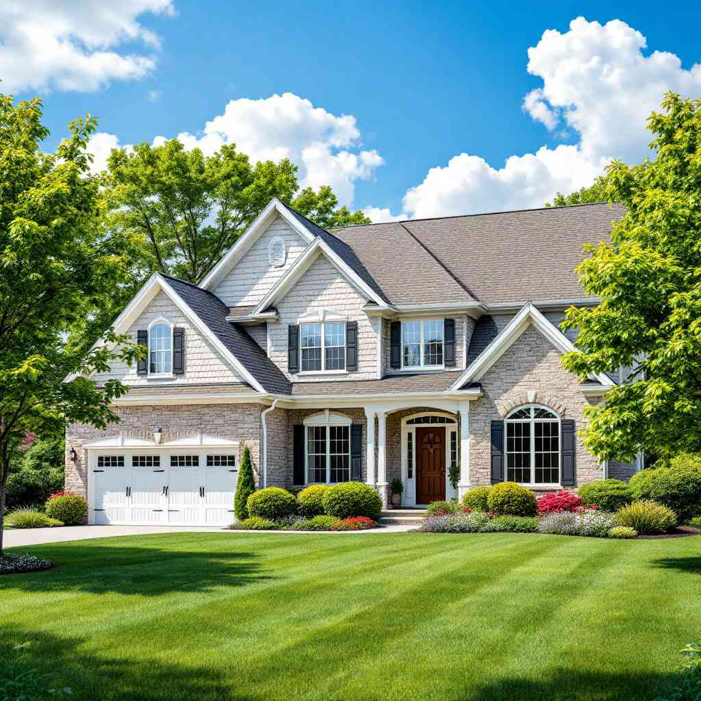 a northwest indiana house with a lawn and trees after exterior remodel by south haven roofing company