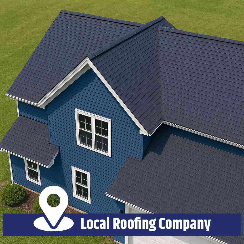 Roofing Companies Near Me installing a new asphalt shingle roof on a residential home in Northwest Indiana.