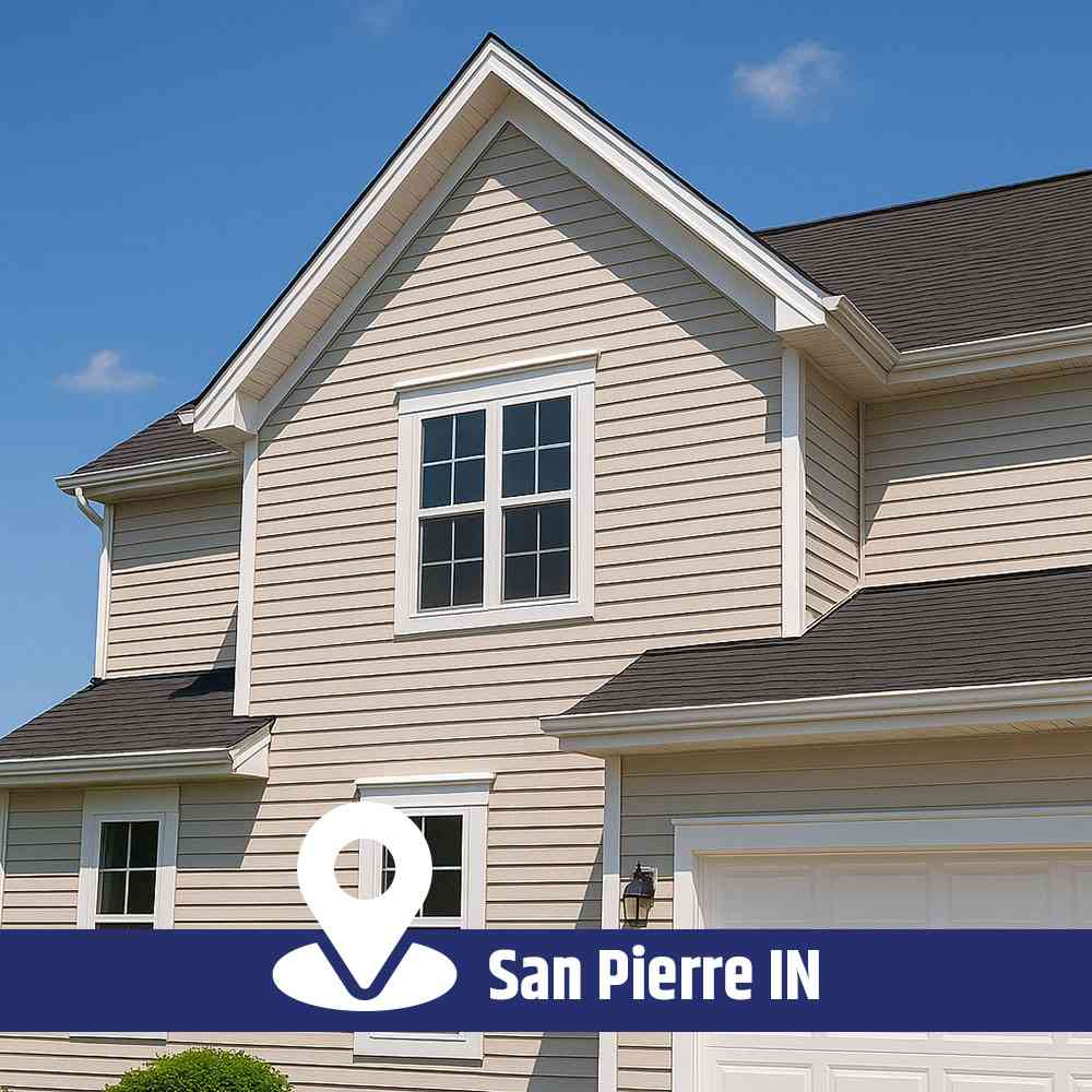 Siding Contractors San Pierre IN installing new siding on a residential home in Starke County, Northwest Indiana.
