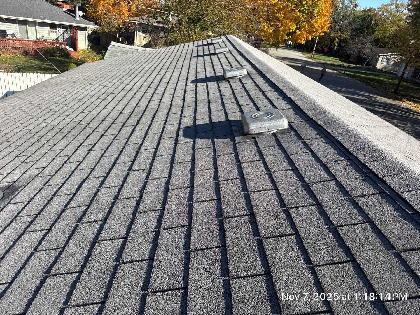 Top view of Schererville house and garage reroof