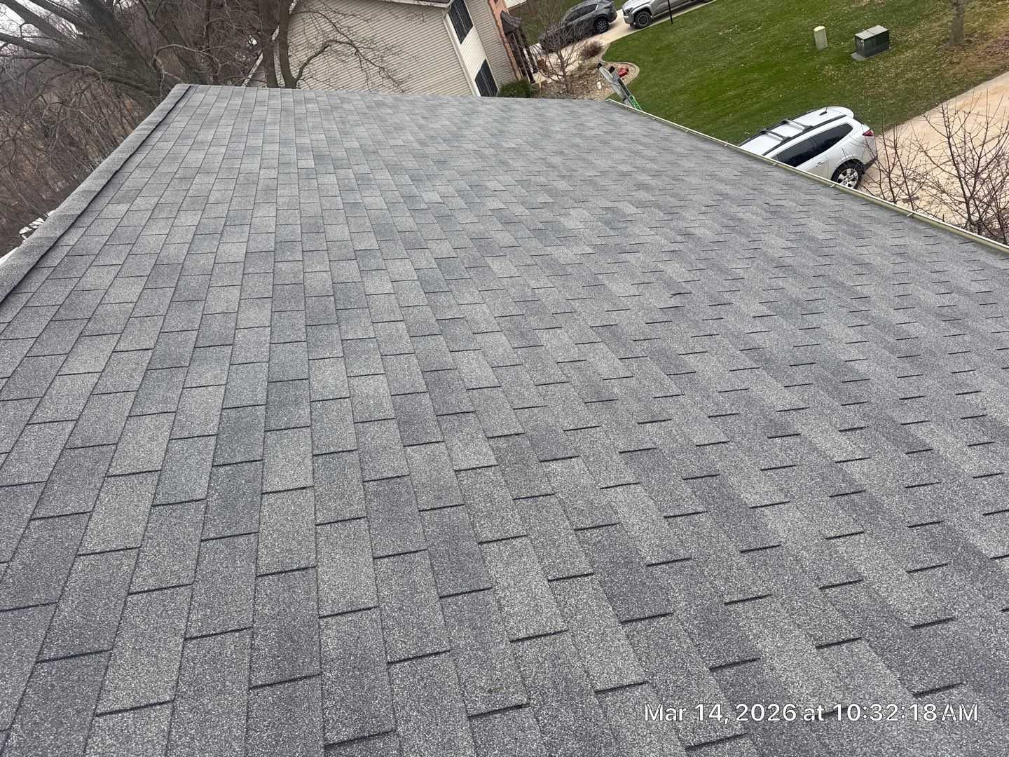 Roof edge detail on LaPorte house reroof with new shingles
