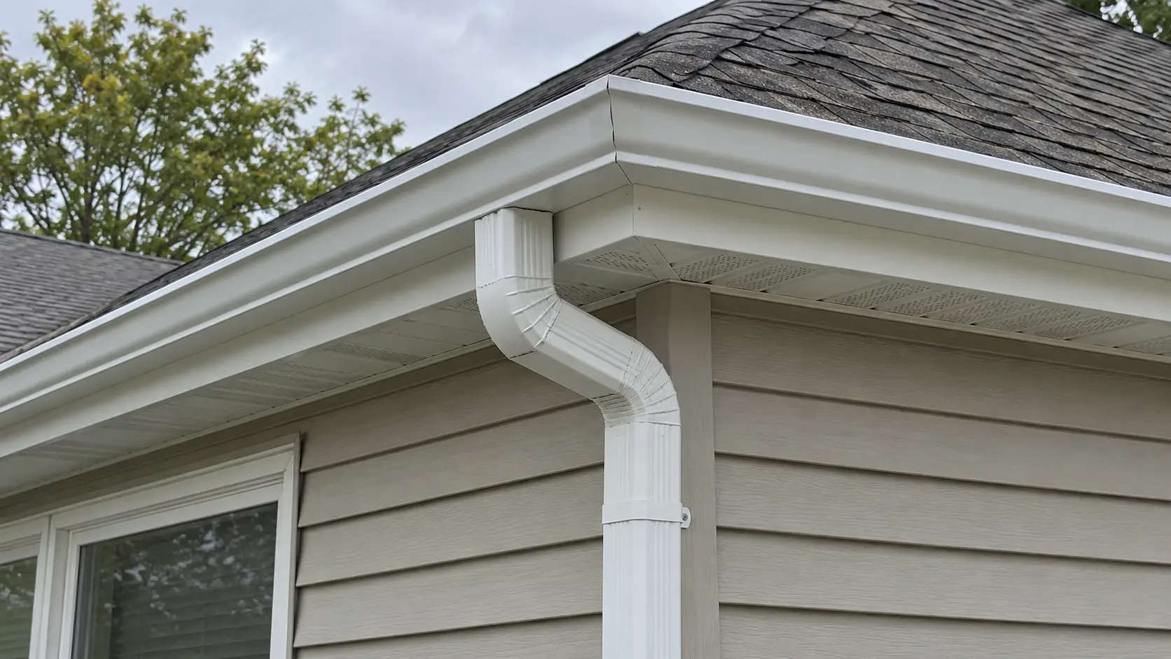 Gutters installation on house in Northwest Indiana shown on La Porte County home